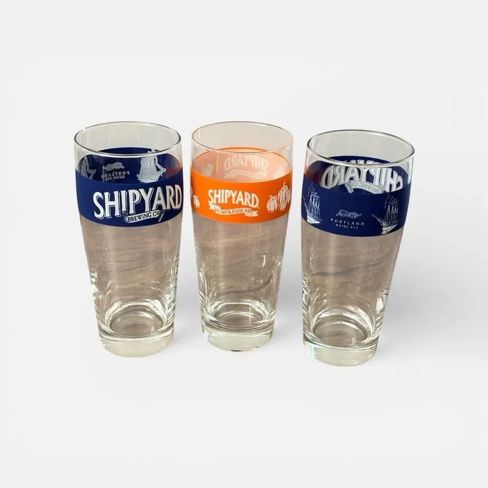 Shipyard Brewing Co. Beer Glass Portland Maine | Set Of 3 | Pumpkin head